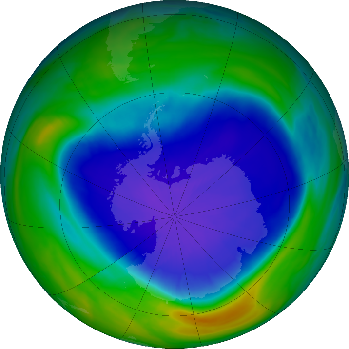 Antarctic ozone map for 20 September 2022